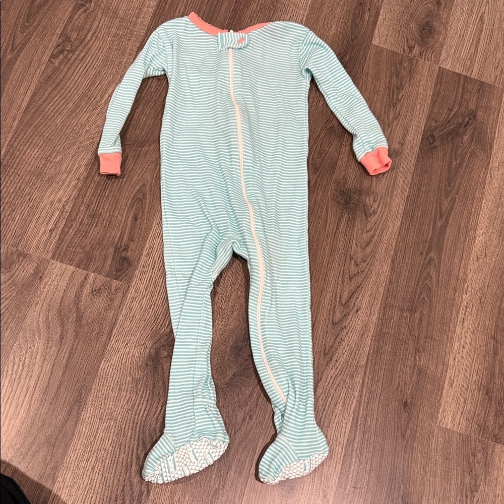 Gerber Aqua and Peach Striped Footie